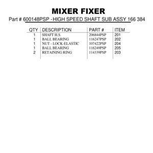 HS SHAFT SUB ASSY 166 384
