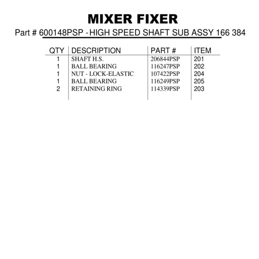 HS SHAFT SUB ASSY 166 384