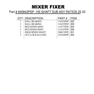 HS SHAFT SUB ASY RATIOS 25.33