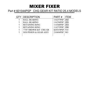 CHANGE GEAR KIT, RATIO 25.4 MODELS 77/87