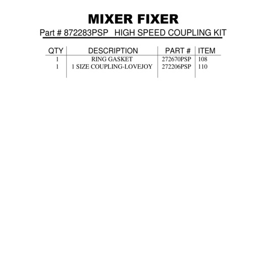 HIGH SPEED COUPLING KIT