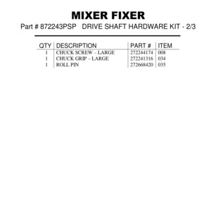 DRIVE SHAFT HARDWARE KIT - 2/3