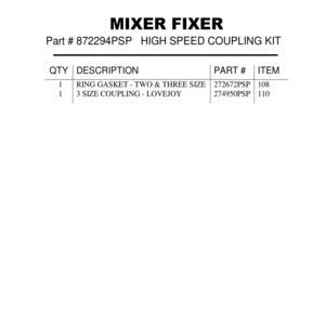 HIGH SPEED COUPLING KIT
