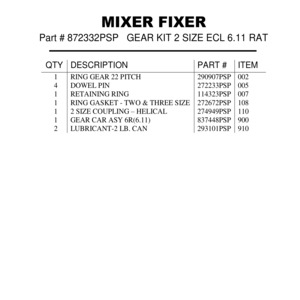 GEAR KIT 2 SIZE ECL 6.11 RAT