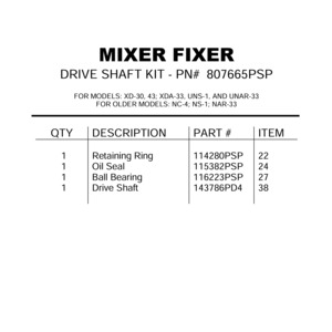 DRIVE SHAFT KIT XD 1 SIZE