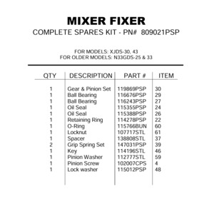 COMPLETE SPARES KIT