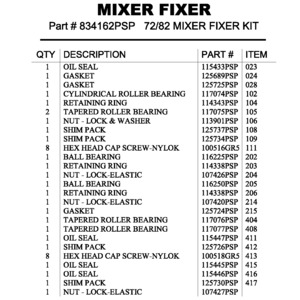 72/82 MIXER FIXER KIT 72/82 MIXER FIXER KIT