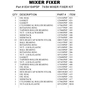 74/84 MIXER FIXER KIT 74/84 MIXER FIXER KIT