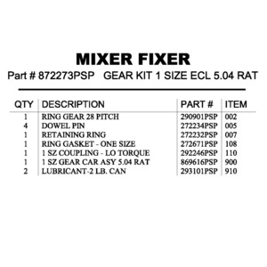 GEAR KIT 1 SIZE ECL 5.04 RAT