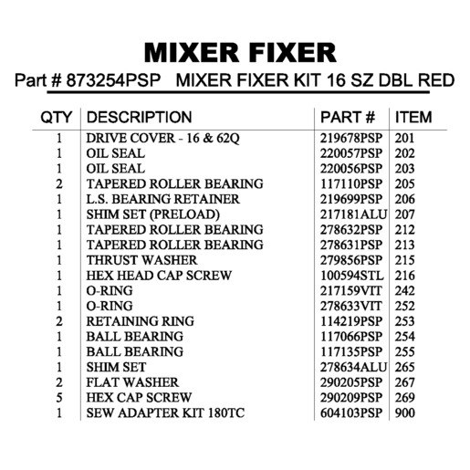 MIXER FIXER KIT 16 SZ DBL RED